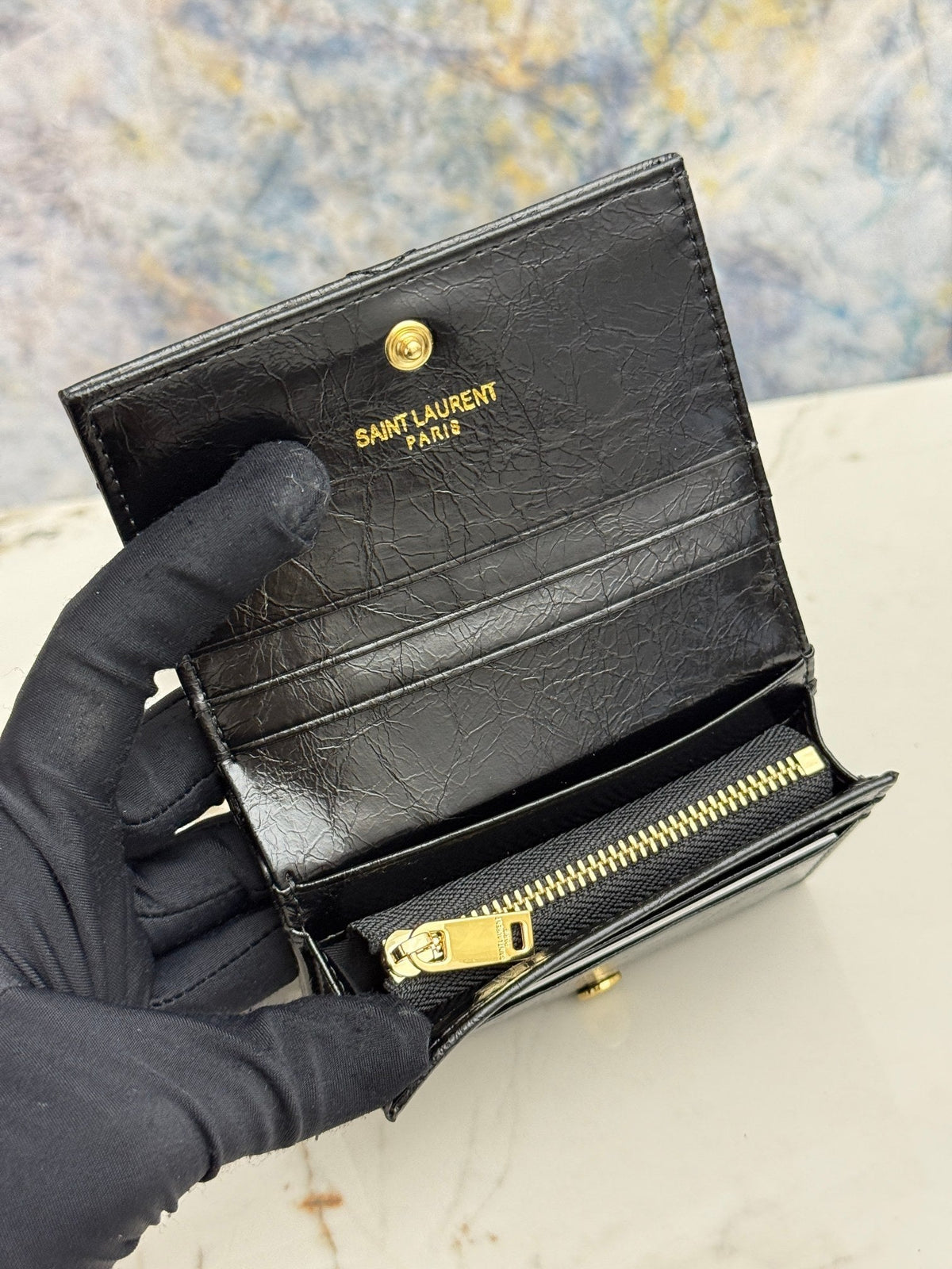 Compact Wallet With Iconic Chevron Quilted Overstiching