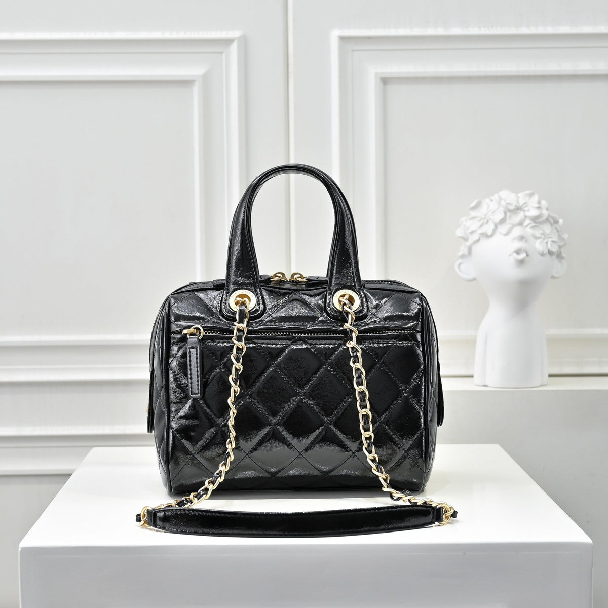 Small Bowling Bag In Black & Gold