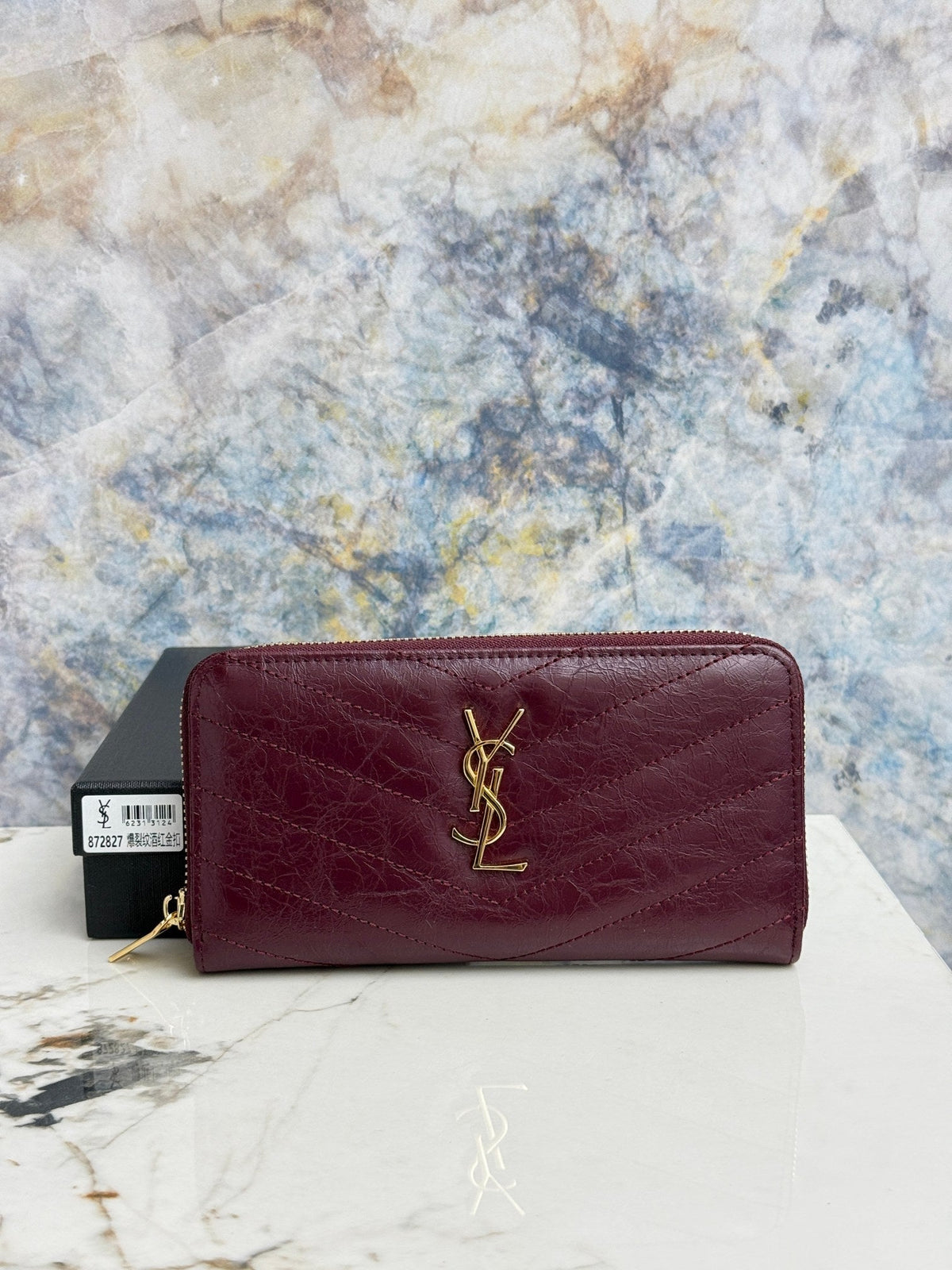 Zip-Around Wallet With Classic Chevron Quilting
