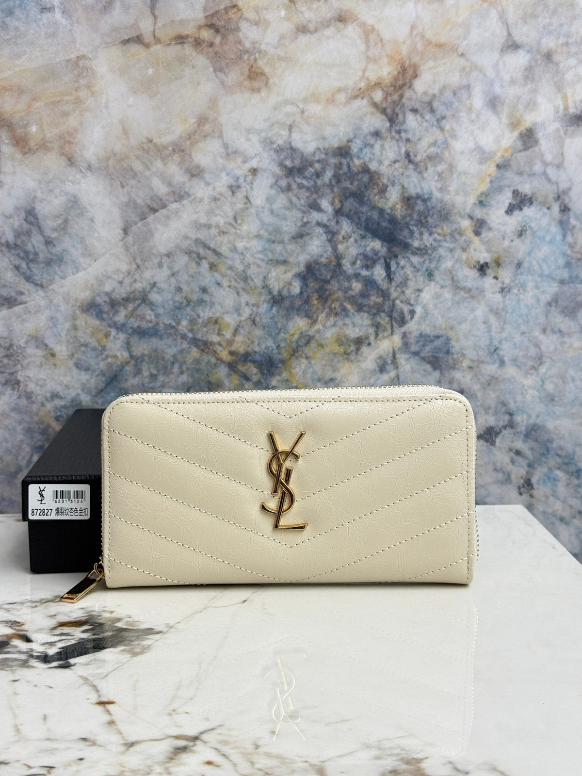 Zip-Around Wallet With Classic Chevron Quilting