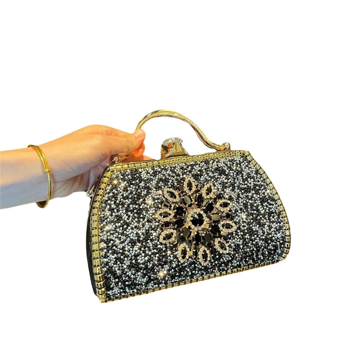 Alloy Rhinestone Carved Banquet Bag Women