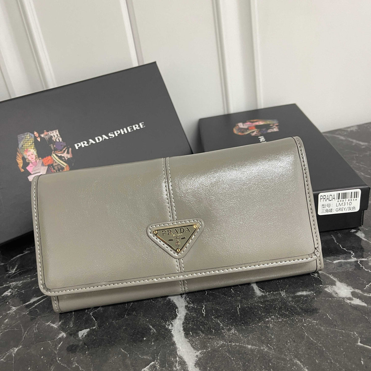 Black Leather Long Wallet